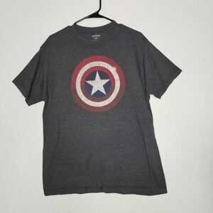 number Marvel Captain America T-shirt Mens Large Gray Shield 2011